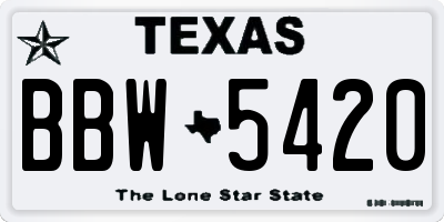 TX license plate BBW5420
