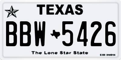 TX license plate BBW5426