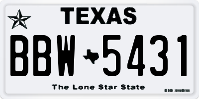 TX license plate BBW5431
