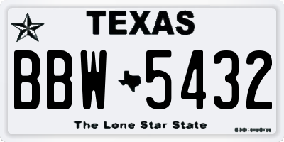 TX license plate BBW5432