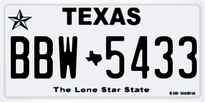 TX license plate BBW5433