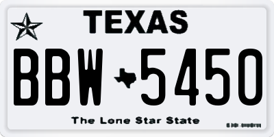 TX license plate BBW5450