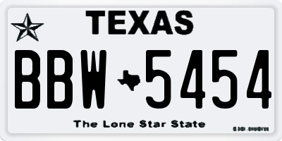 TX license plate BBW5454