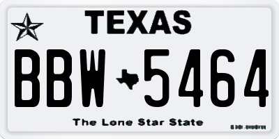 TX license plate BBW5464