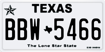 TX license plate BBW5466