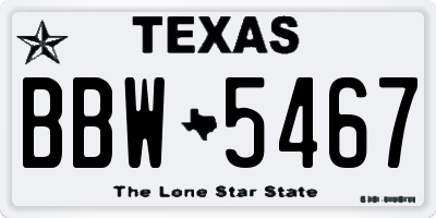 TX license plate BBW5467