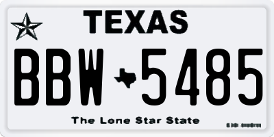 TX license plate BBW5485