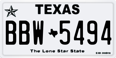 TX license plate BBW5494