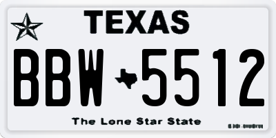 TX license plate BBW5512