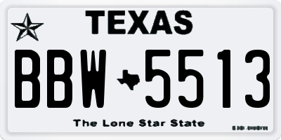 TX license plate BBW5513