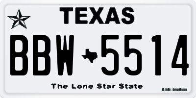 TX license plate BBW5514