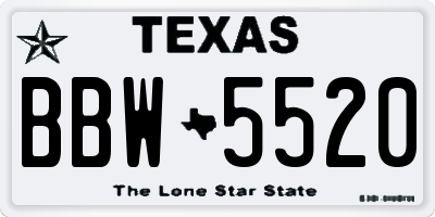 TX license plate BBW5520