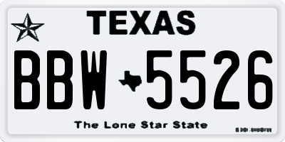 TX license plate BBW5526