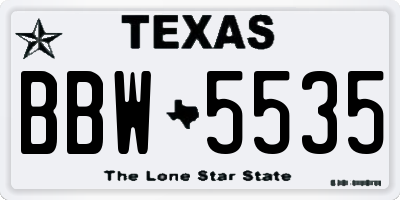 TX license plate BBW5535