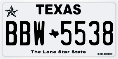 TX license plate BBW5538