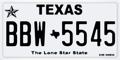 TX license plate BBW5545