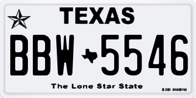 TX license plate BBW5546