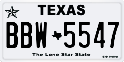 TX license plate BBW5547