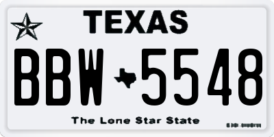TX license plate BBW5548