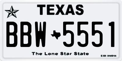 TX license plate BBW5551