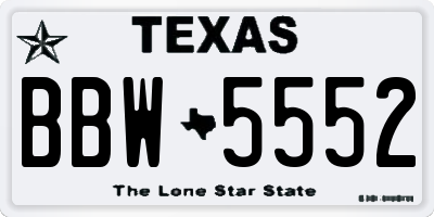 TX license plate BBW5552