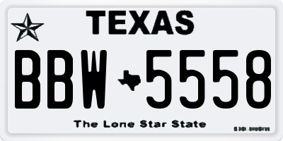 TX license plate BBW5558