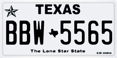 TX license plate BBW5565