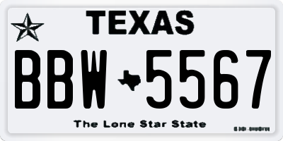 TX license plate BBW5567