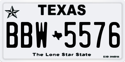 TX license plate BBW5576
