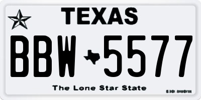 TX license plate BBW5577