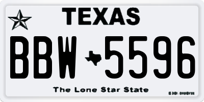 TX license plate BBW5596