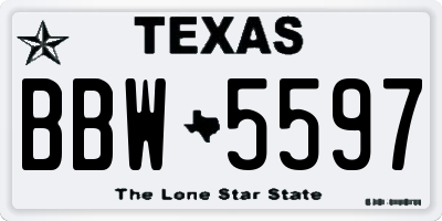 TX license plate BBW5597