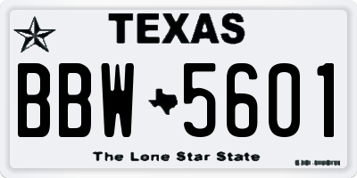 TX license plate BBW5601