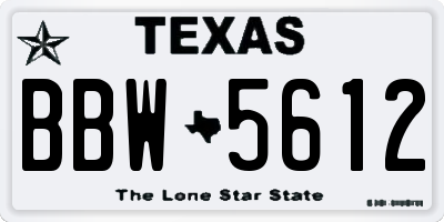 TX license plate BBW5612