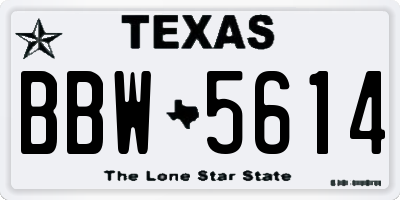 TX license plate BBW5614