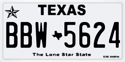 TX license plate BBW5624