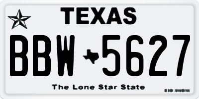 TX license plate BBW5627