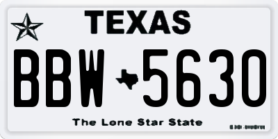 TX license plate BBW5630