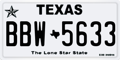 TX license plate BBW5633
