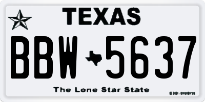 TX license plate BBW5637