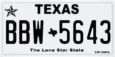 TX license plate BBW5643