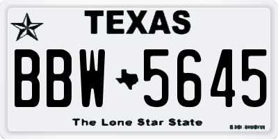TX license plate BBW5645