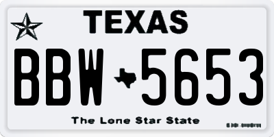 TX license plate BBW5653