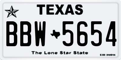 TX license plate BBW5654