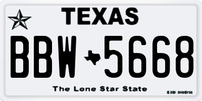 TX license plate BBW5668