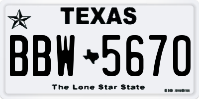 TX license plate BBW5670