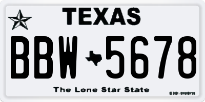 TX license plate BBW5678