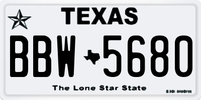 TX license plate BBW5680