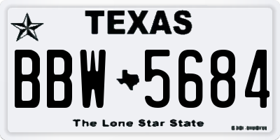TX license plate BBW5684