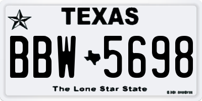 TX license plate BBW5698
